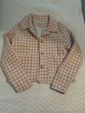 Aura Pink and White Tweed Blazer